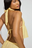 Linen Tie Back Halter Top