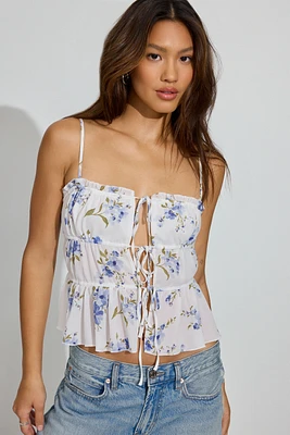 Tie Front Babydoll Cami Top