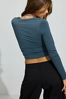Sweetheart Neckline Long Sleeve Top