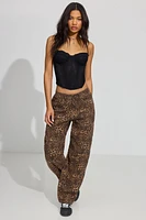 Leopard Low Rise Baggy Pants