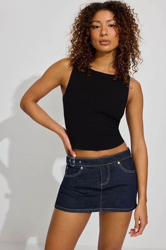 Jupe-short ultra-courte en denim avec ceinture