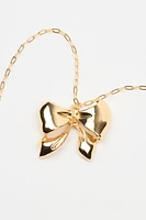 Oversized Metal Bow Necklace