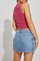 Denim Cargo Skort