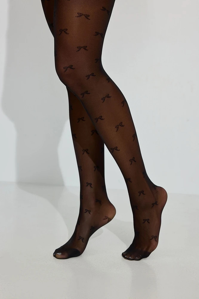 Mini Bow Print Tights