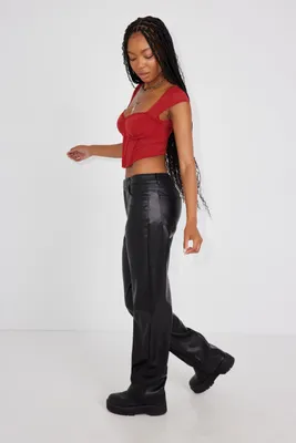 Faux Leather Straight Pant