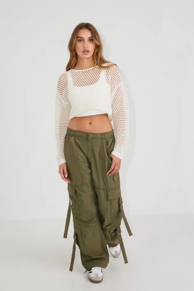 Open-Knit Cropped Sweater