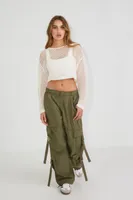 Open-Knit Cropped Sweater