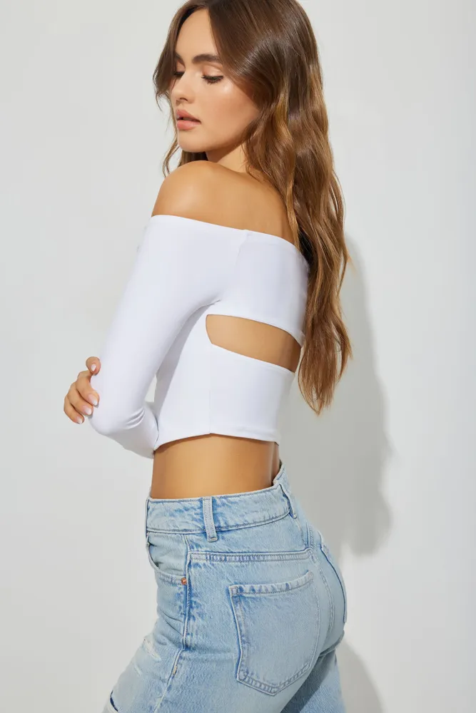Off Shoulder Cut Out Long Sleeve