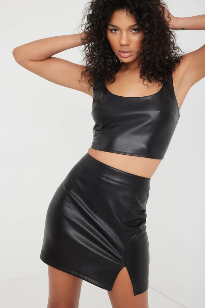 As If! Faux Leather Mini Skirt