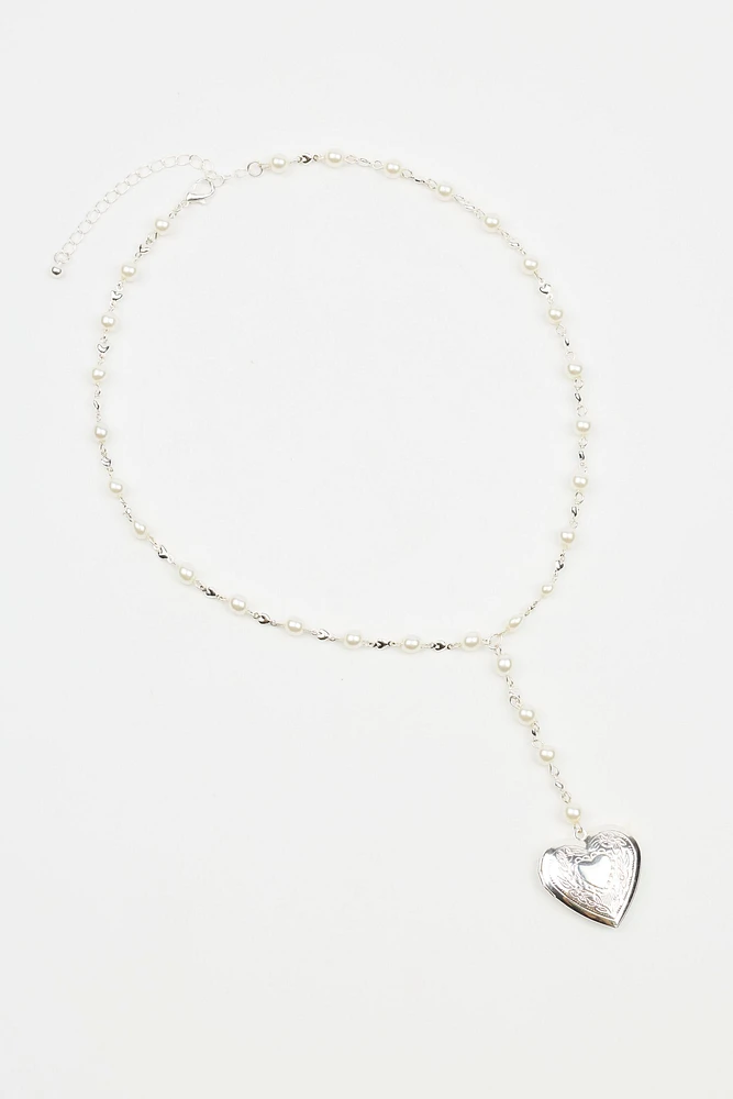 Rosary Heart Locket Necklace