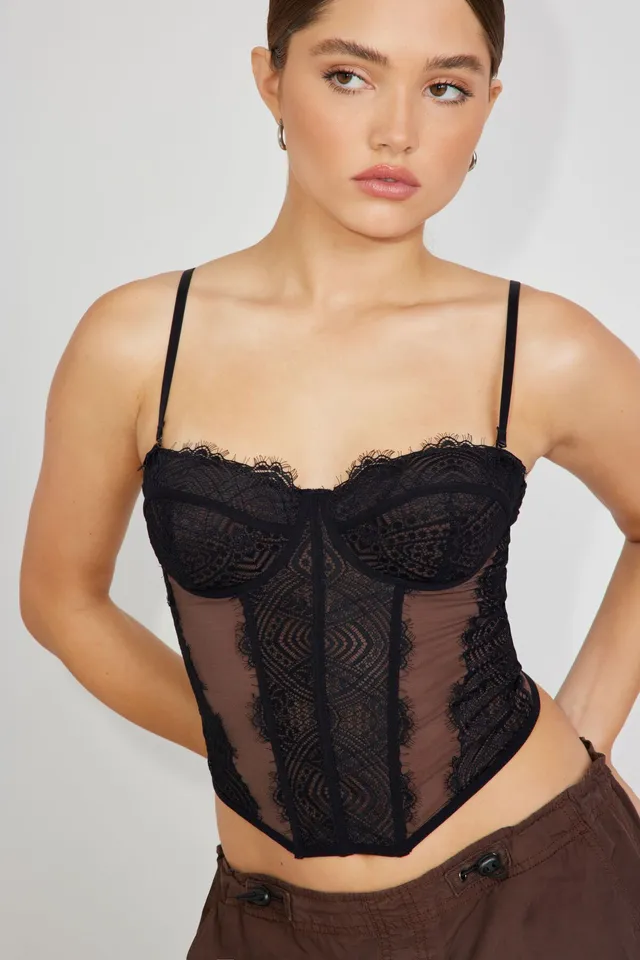 Garage Chrishell Lace Satin Bustier