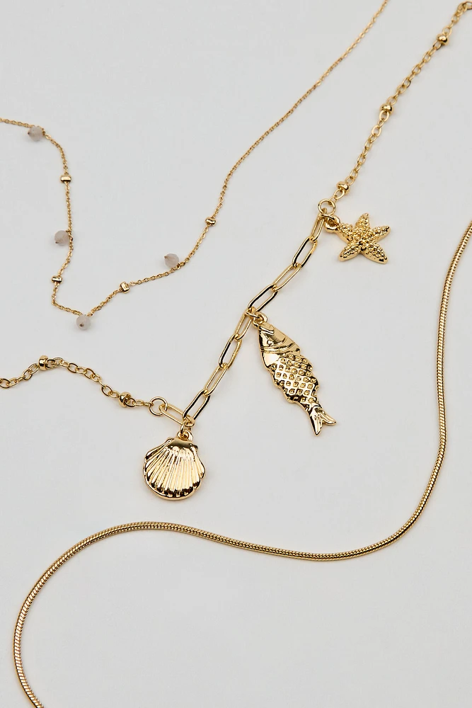 Set of 3 It's A Catch Necklaces