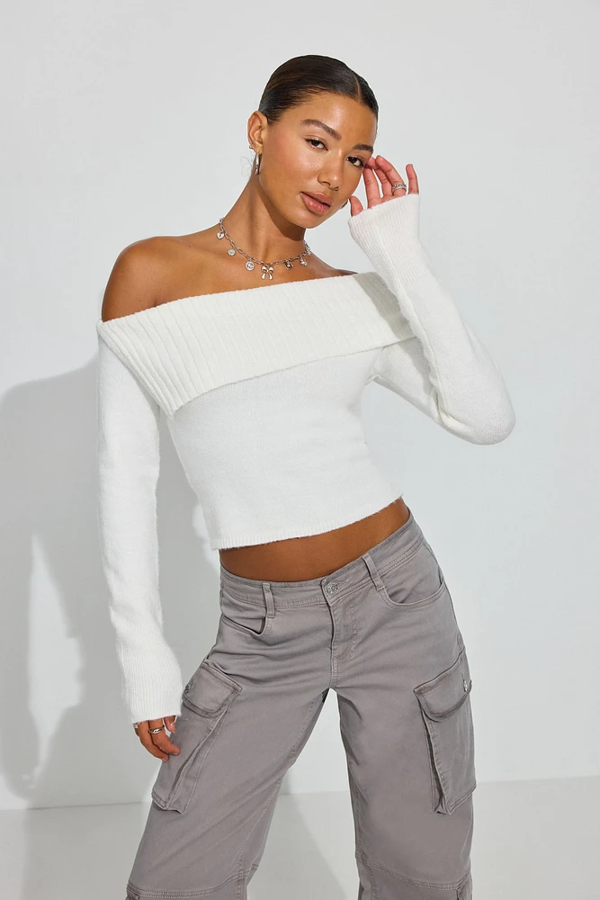 Spongy Off Shoulder Sweater