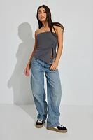 Shirred Asymmetric Tube Top