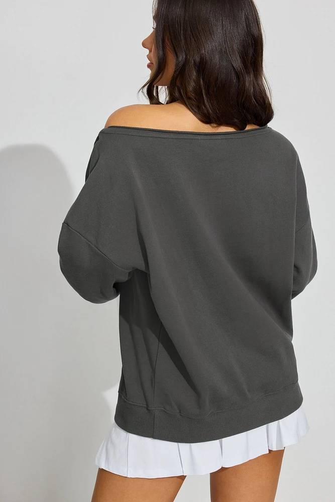 SoftTerry Off Shoulder Sweatshirt