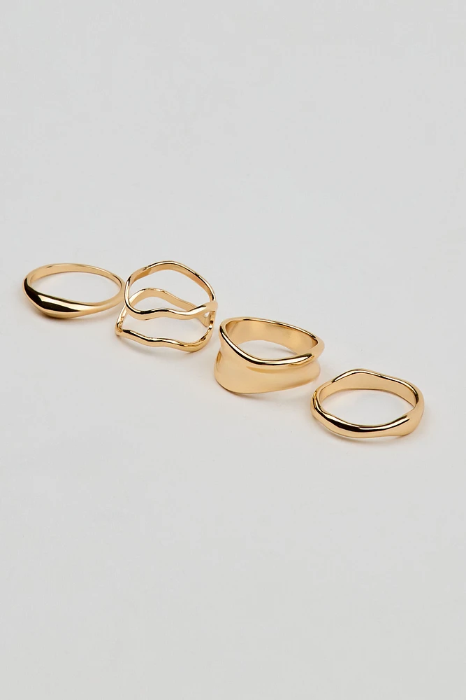 Set of 4 Wavy Minimal Rings