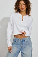 Oversized Henley Long Sleeve Top