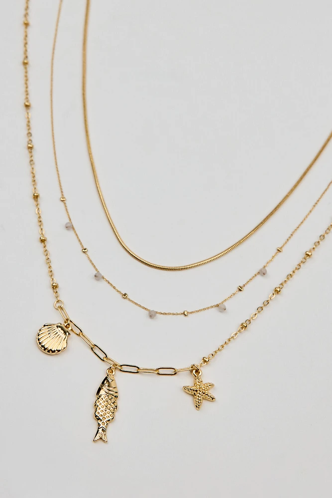Set of 3 It's A Catch Necklaces