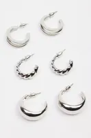 3 Pack Textured Hoop Earrings