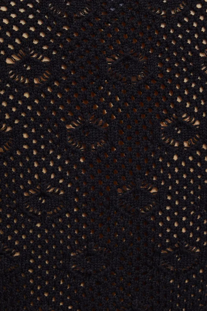 Short Sleeve Crochet Tie Top