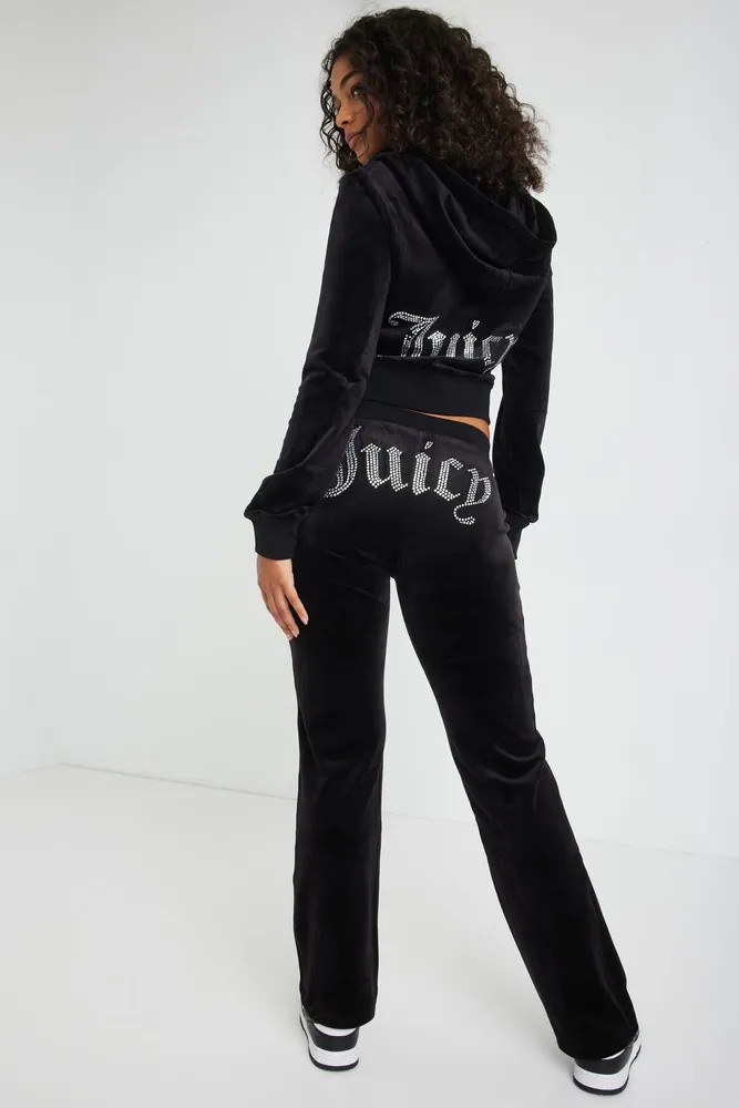 JUICY COUTURE OG Big Bling Velour Track Pants Red