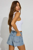 Denim Relaxed A-Line Shorts