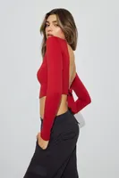 Cropped Tie Back Long Sleeve Top