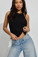 Smocked Boatneck Cami Top