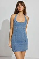 Robe licou droite en denim