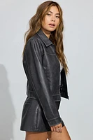 Faux Leather Worker Jacket