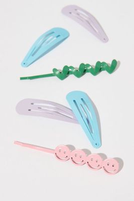 Smiley & Hearts Snap Hair Clips Set of 6