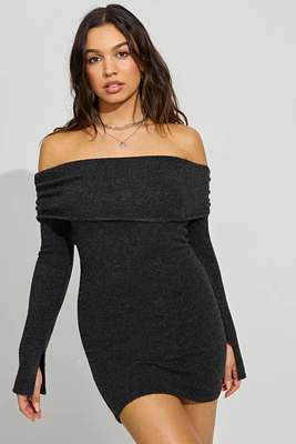 Scarlet Spongy Off Shoulder Dress