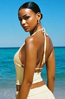 High Neck Open Back Halter Top