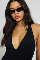 Lunettes de soleil ovales à bout carré