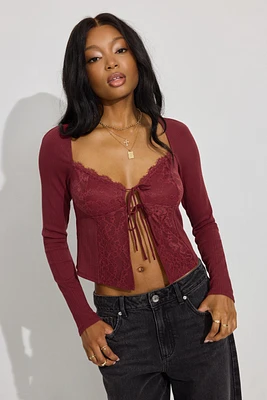 Flyaway Lace Rib Top