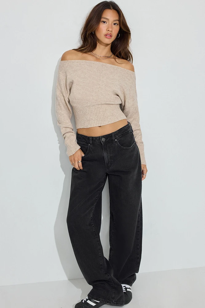 Spongy Off Shoulder Sweater