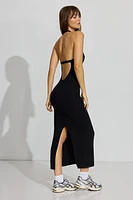 Rib Open Back Halter Dress