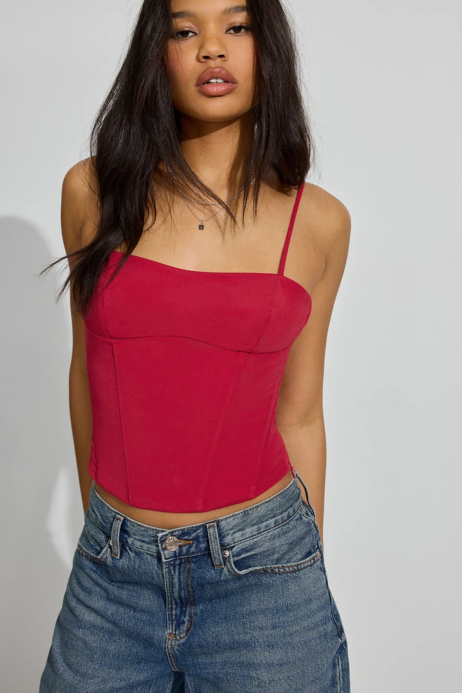 Lace Up Back Bustier Cami Top