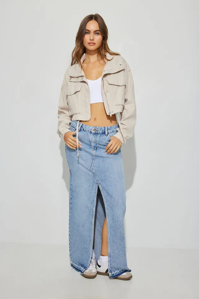 AE To The Floor Denim Maxi Skirt