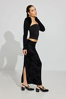 Burnout Velvet Maxi Skirt