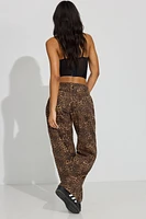 Leopard Low Rise Baggy Pants