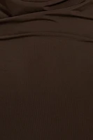 Deep Plunge Cowl Neck Mini Dress