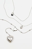 Set of 3 Hearts & Lock Necklaces