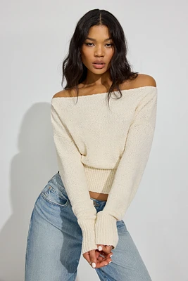 Bouclé Boat Neck Sweater