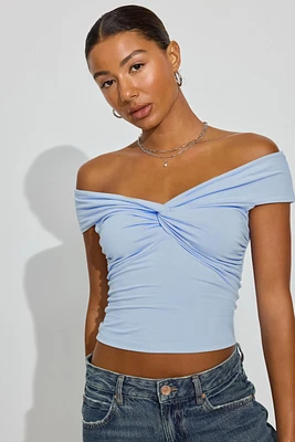 Twist Front Off Shoulder Top