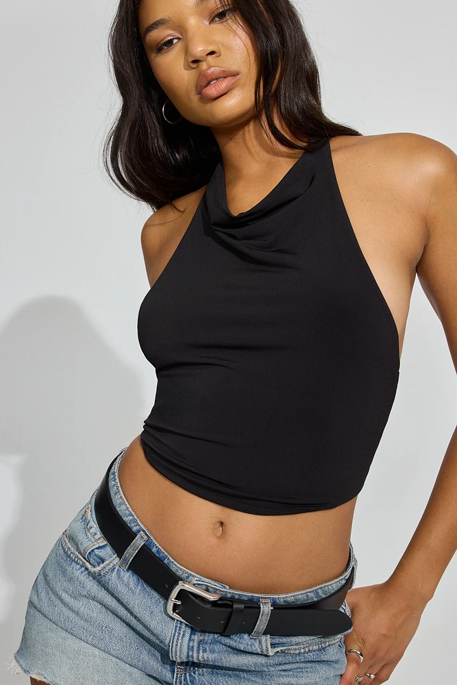 High Neck Cowl Top