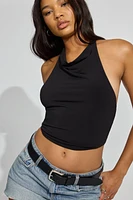 High Neck Cowl Top