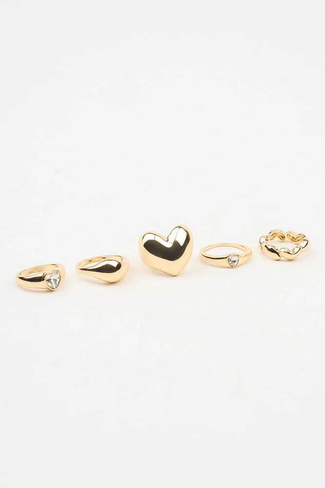 Set of 5 Hearts on Rings