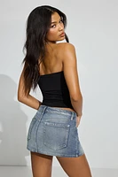 Silver Denim Micro Skort