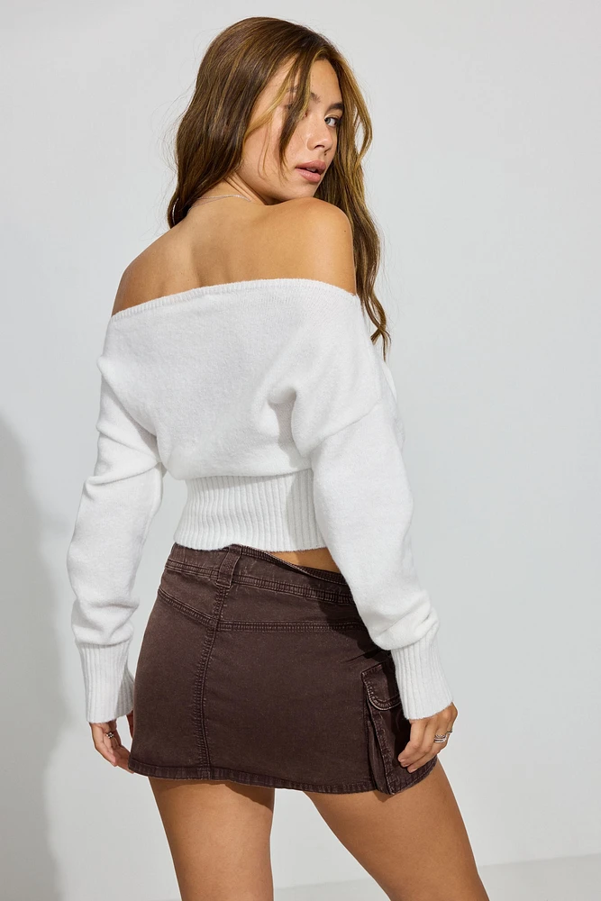 Spongy Off Shoulder Sweater